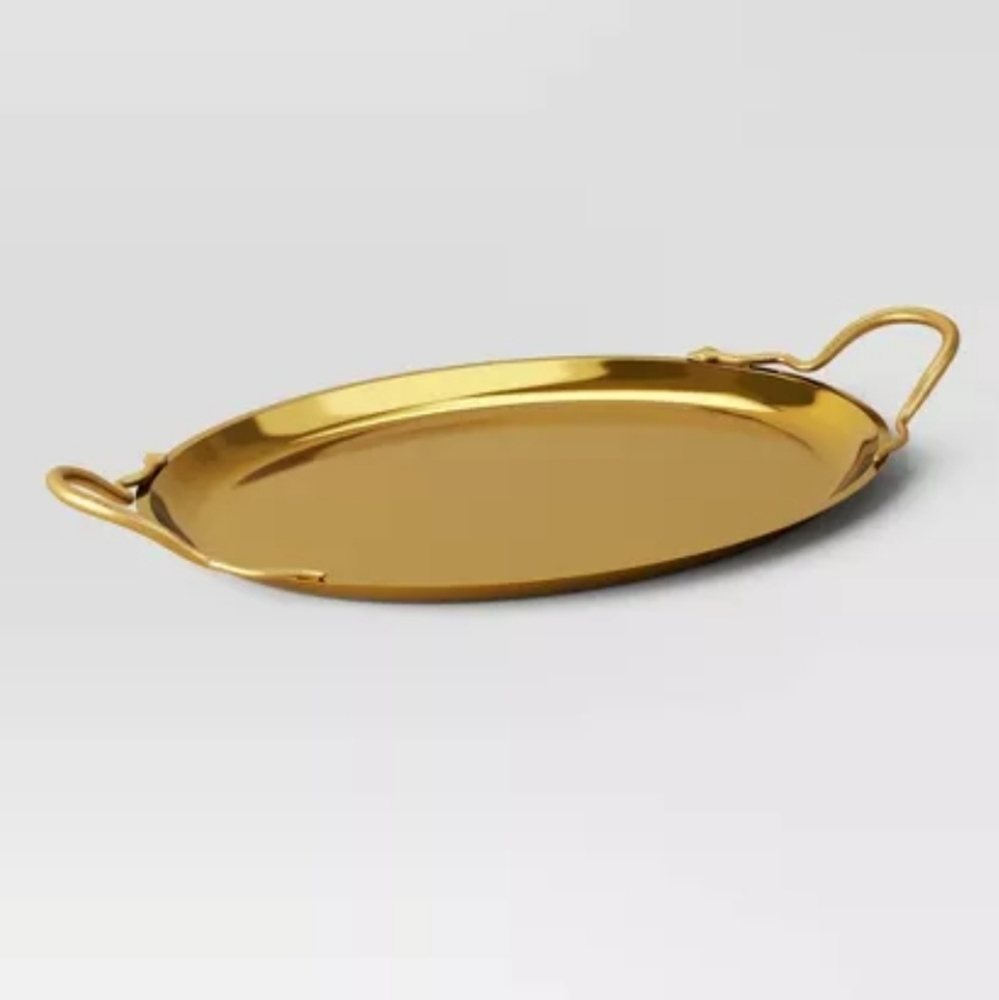 NWT Snake Handle Cocktail Serving Tray Gold - Threshold